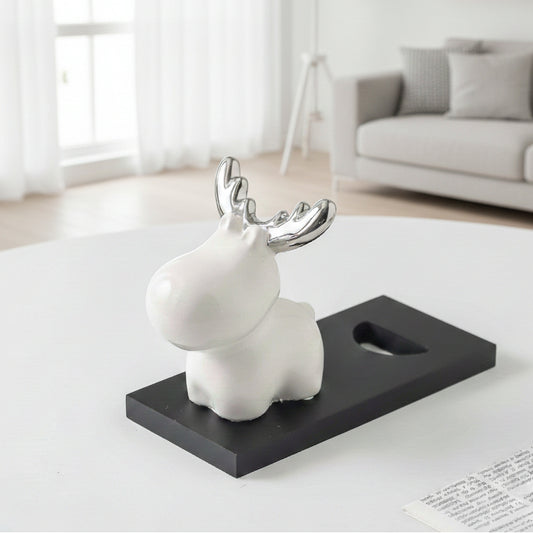 Ceramic Reindeer Wine Rack Decor