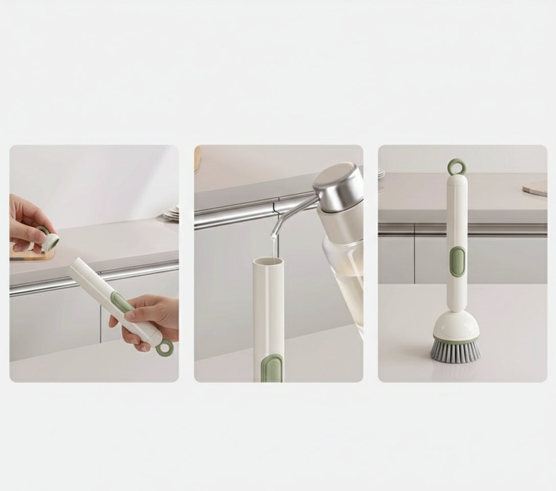 Soap Dispensing Dish Brush with Long Handle